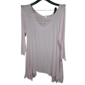 Frumos Womens 3XL Blush Pink Strappy Front Tunic Top USA Rayon Blend